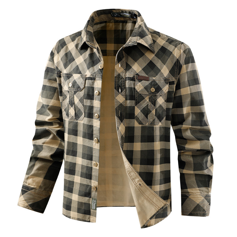 Flannel Shirt Lined - Men's Retro Workwear Checkered Shirt Pure