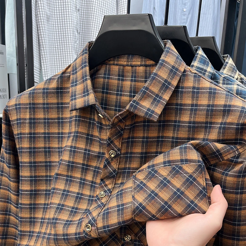 Men's Lapel Collar Plaid Shirt - Flannel Shirt Lined review and price