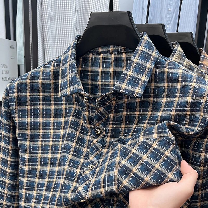 Men's Lapel Collar Plaid Shirt - Flannel Shirt Lined review and price