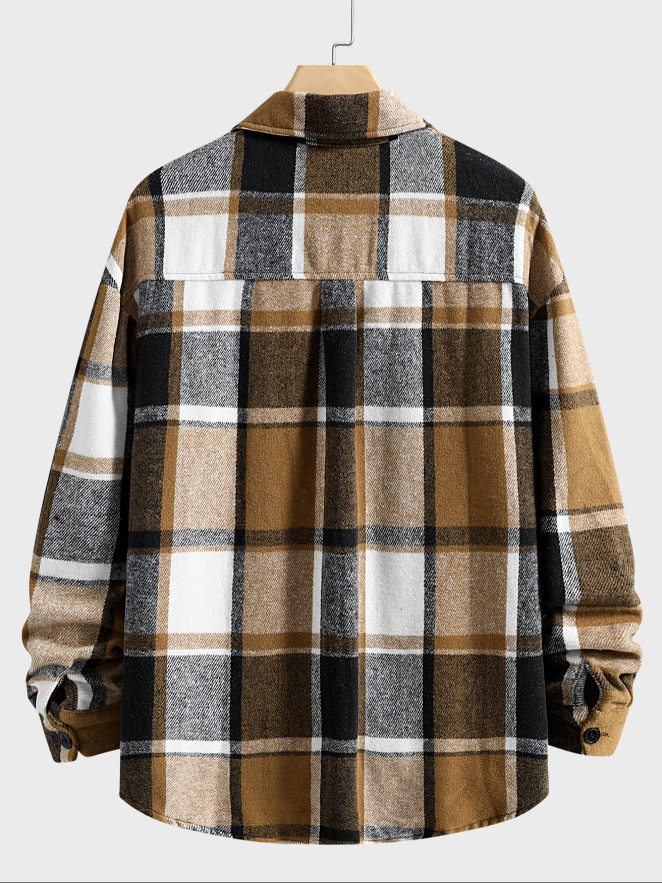 Retro Plaid Shirt Men Casual E - Flannel Shirt Lined review and price